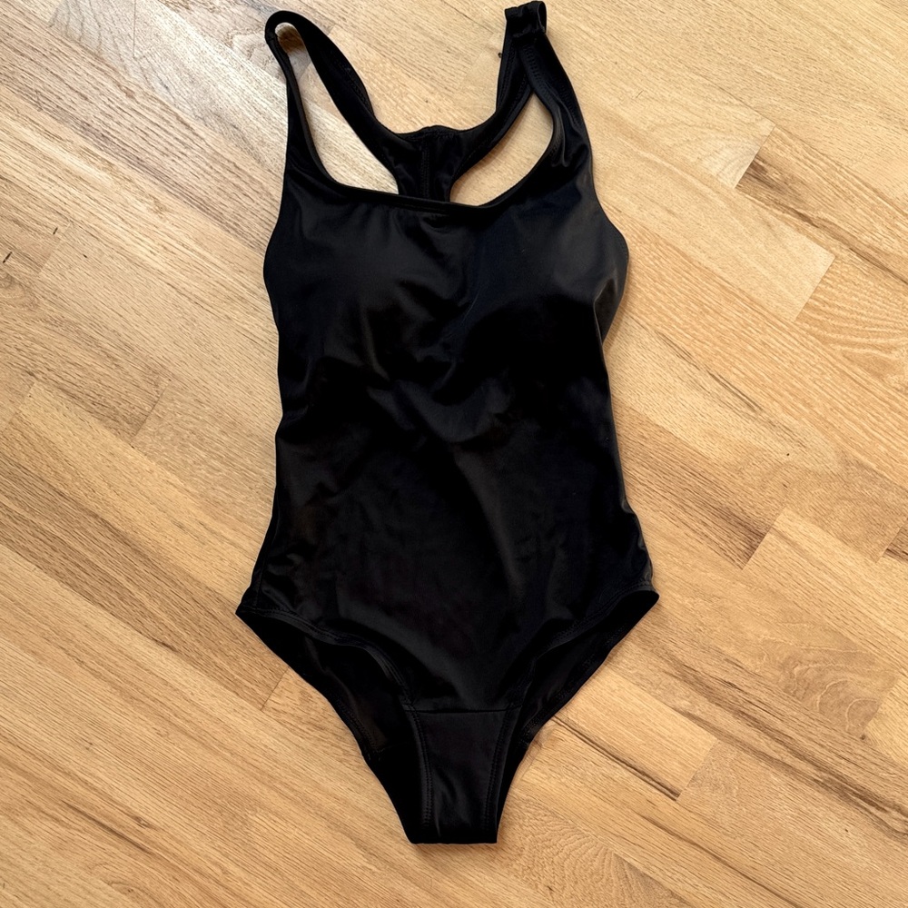 Black One piece Period panties raceback Swimsuit organic cotton liner Size XS